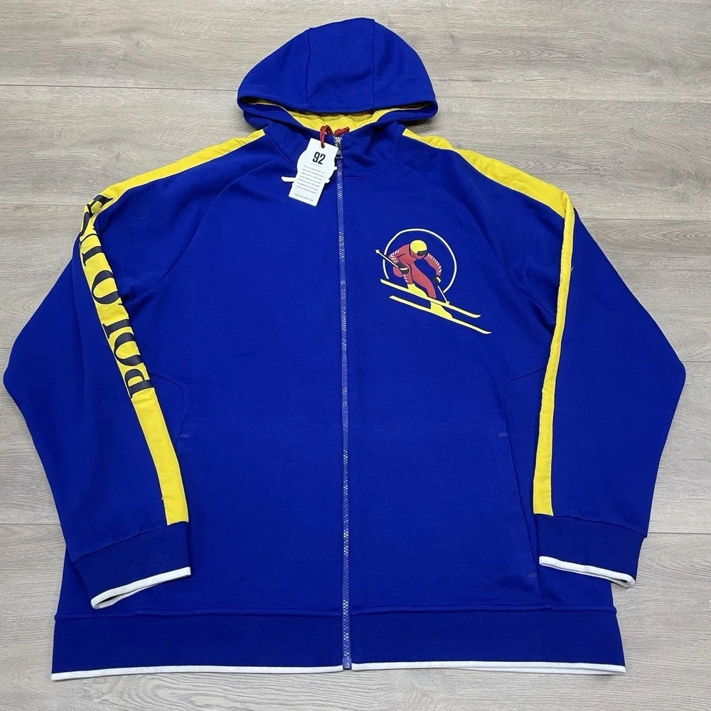 Polo Ralph Lauren Royal Downhill Skier Double Knit Zip Hooded Jacket XXL READ